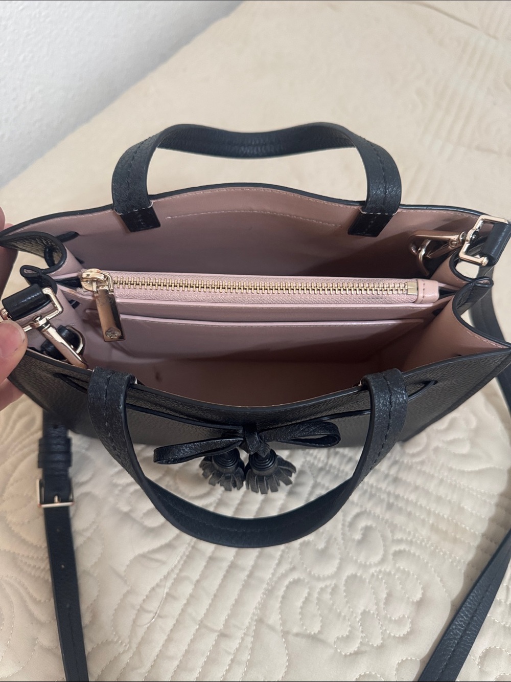 kate spade Black Pebbled Leather Tassel Satchel - Picture 2 of 9